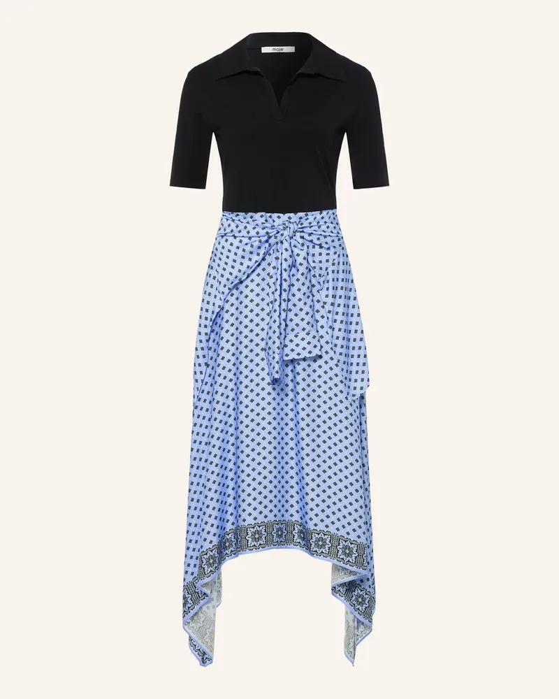 Maje Kleid Im Materialmix blau Schwarz