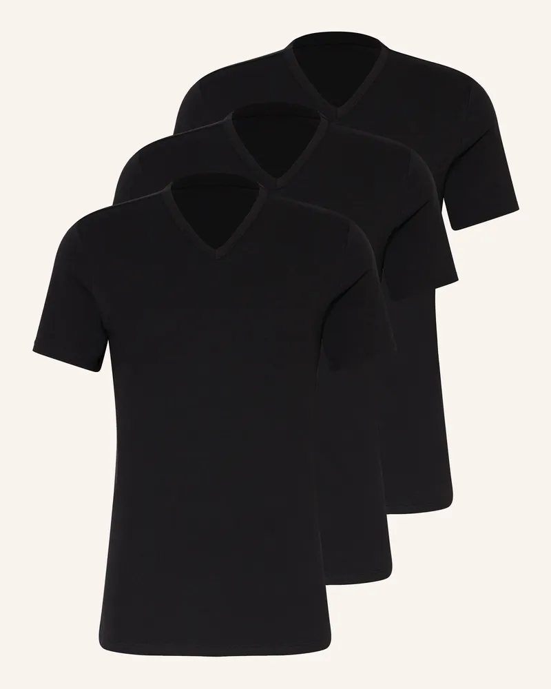 Calvin Klein 3er-Pack V-Shirts Cotton Stretch Blend schwarz Schwarz