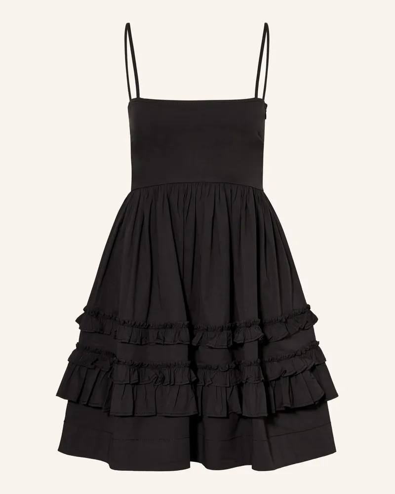 Ganni Kleid Mit Rüschen schwarz Schwarz