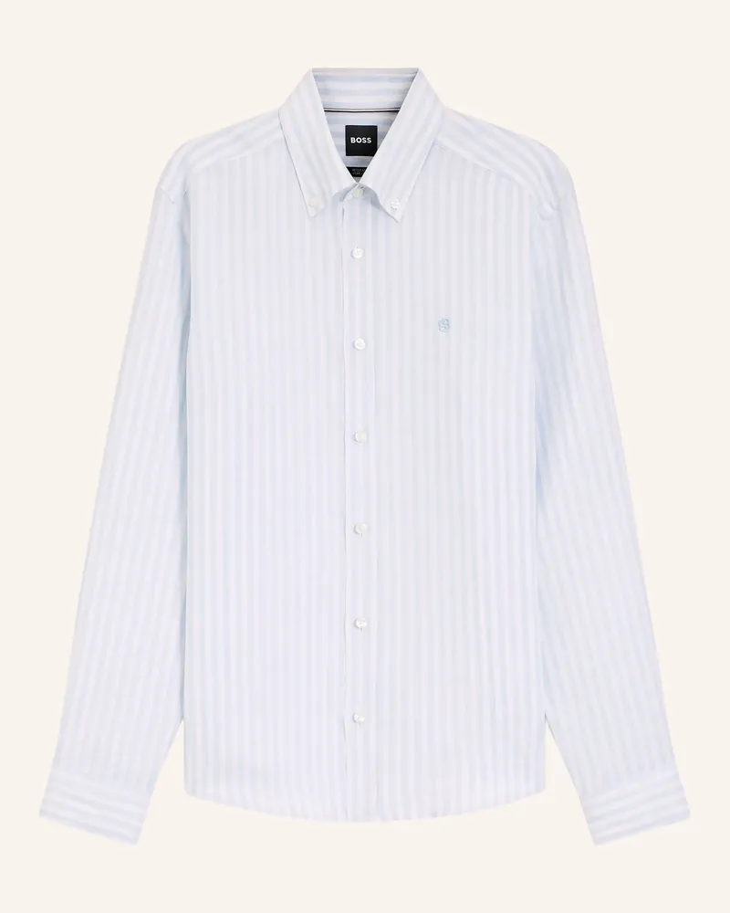 HUGO BOSS Leinenhemd Liam Regular Fit blau Hellblau