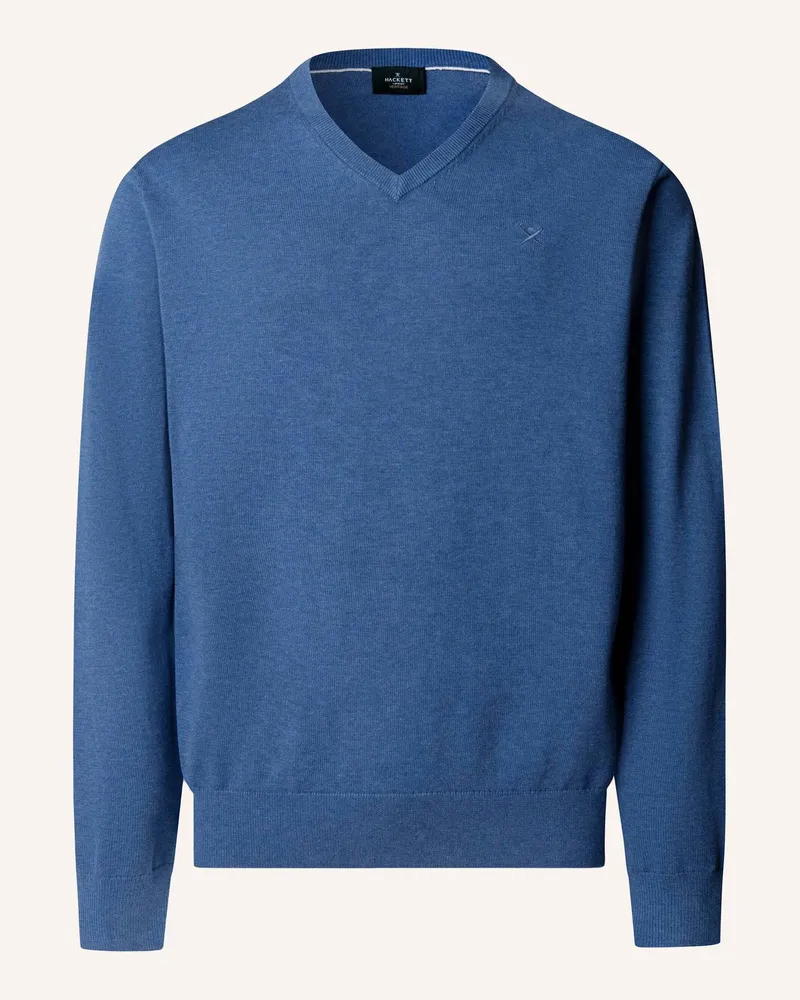 Hackett Pullover Ess Cotton V Neck blau Blau