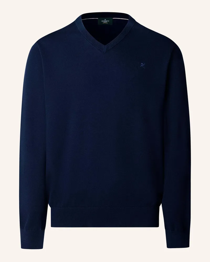 Hackett Pullover Ess Cotton V Neck blau Blau