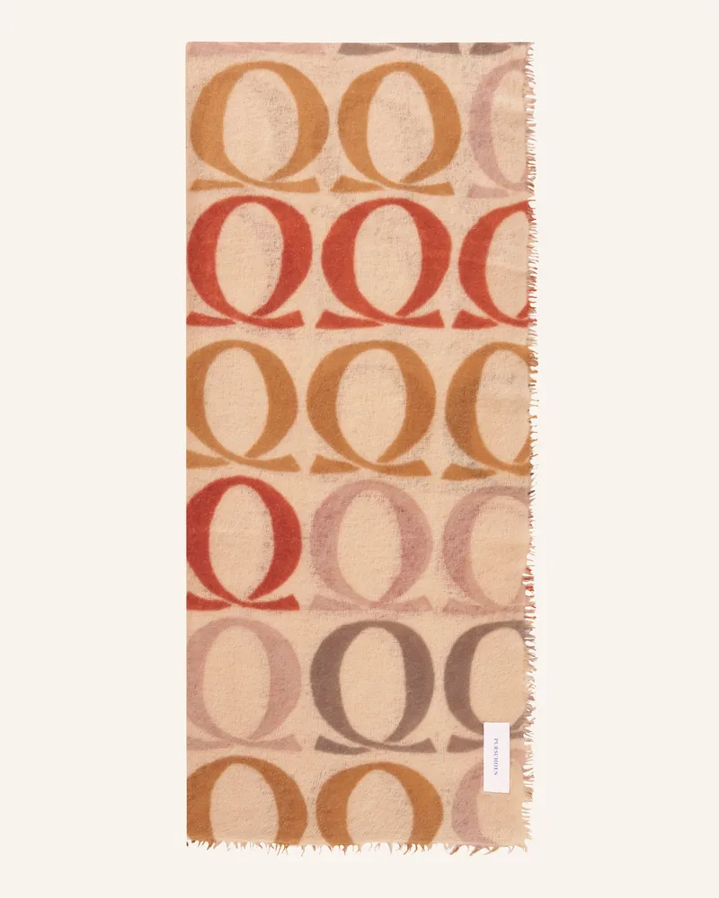 Puschoen Cashmere-Schal LOGO LOVE BIG O Beige