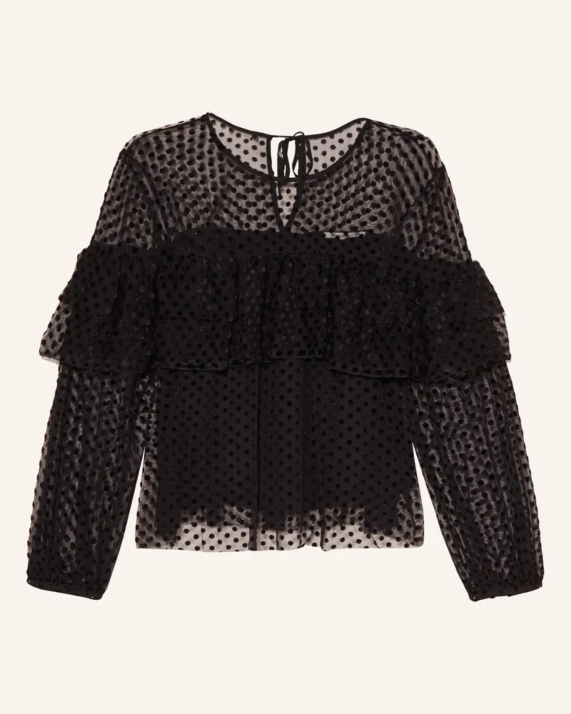 ba&sh Blusenshirt RAFF mit Volants und Samt Schwarz