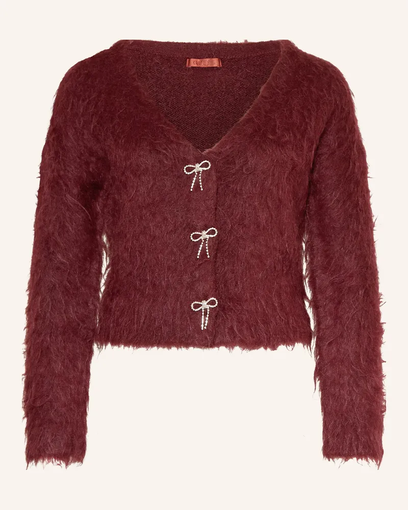 Guess Strickjacke TOMIKO mit Schmucksteinen Dunkelrot