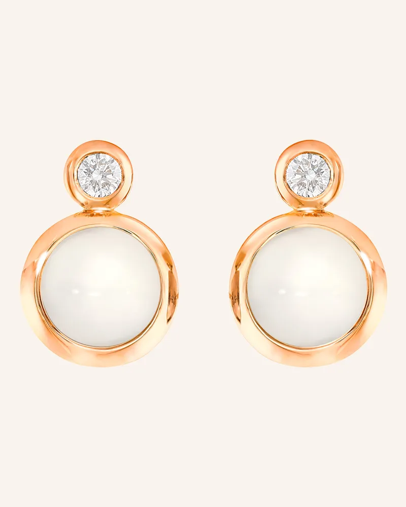 TAMARA COMOLLI Ohrstecker OHRSTECKER BOUTON MOONSTONE SAND/WHITE / CLASSIC sand Mondstein 18K Roségold Roségold