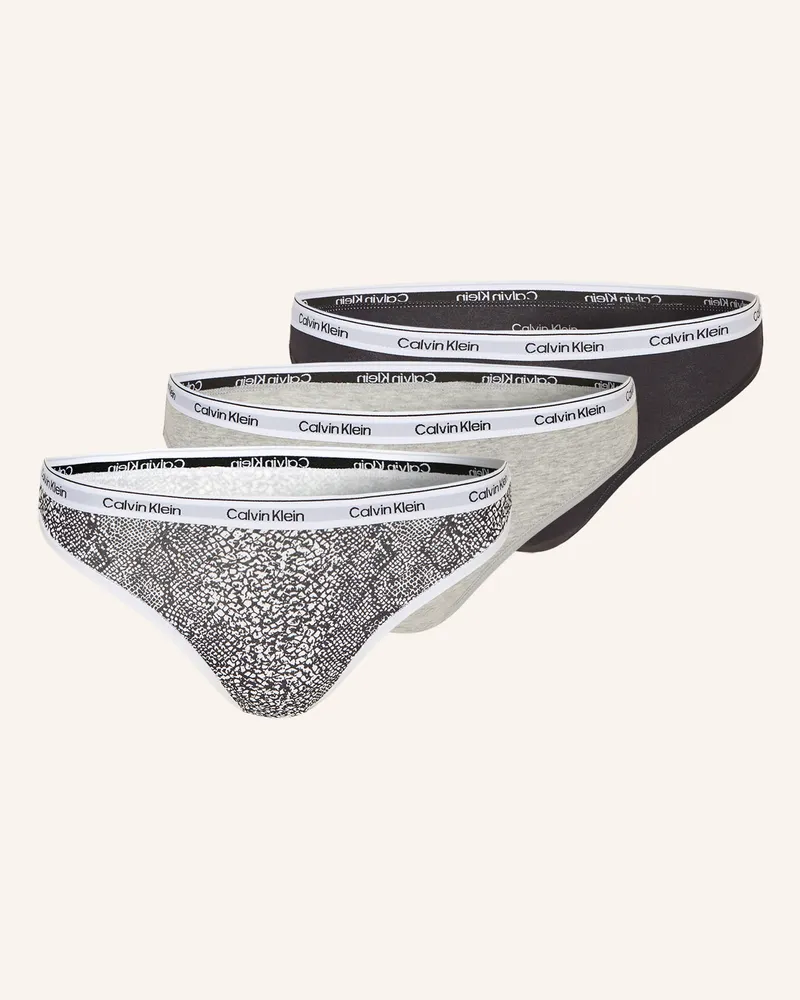 Calvin Klein 3er-Pack Slips grau Schwarz