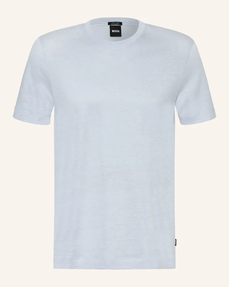 HUGO BOSS T-Shirt Thompson Mit Leinen blau Hellblau