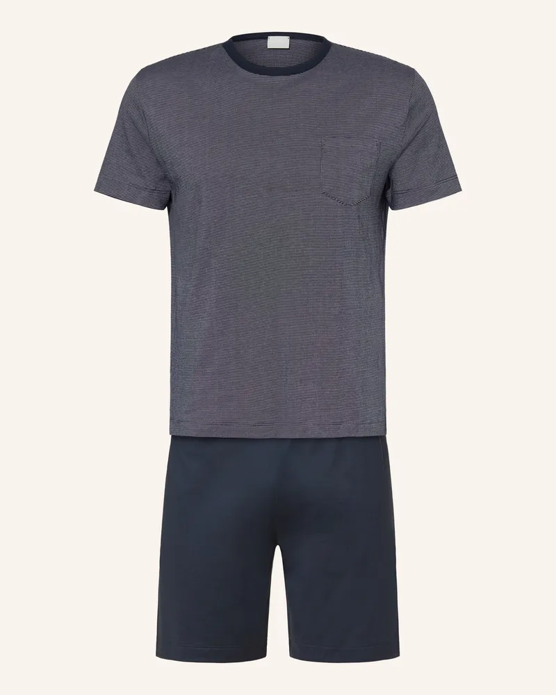 Mey Shorty-Schlafanzug Serie Struktur blau Dunkelblau
