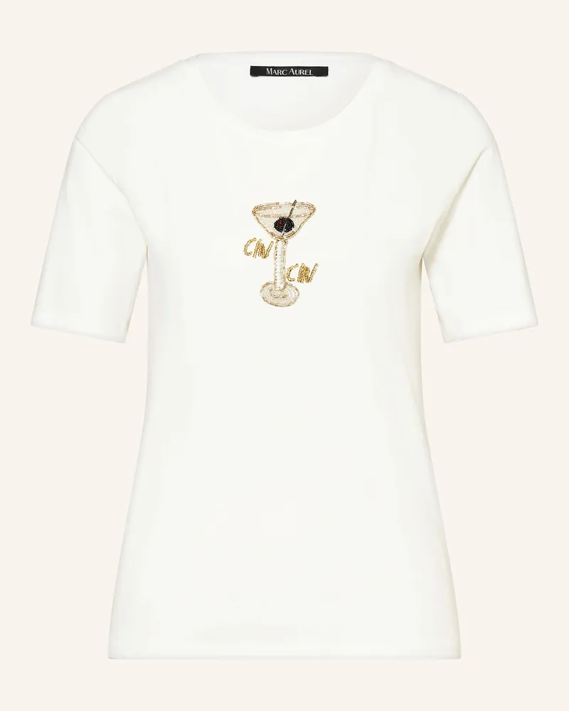 MARC AUREL T-Shirt mit Schmucksteinen Weiss