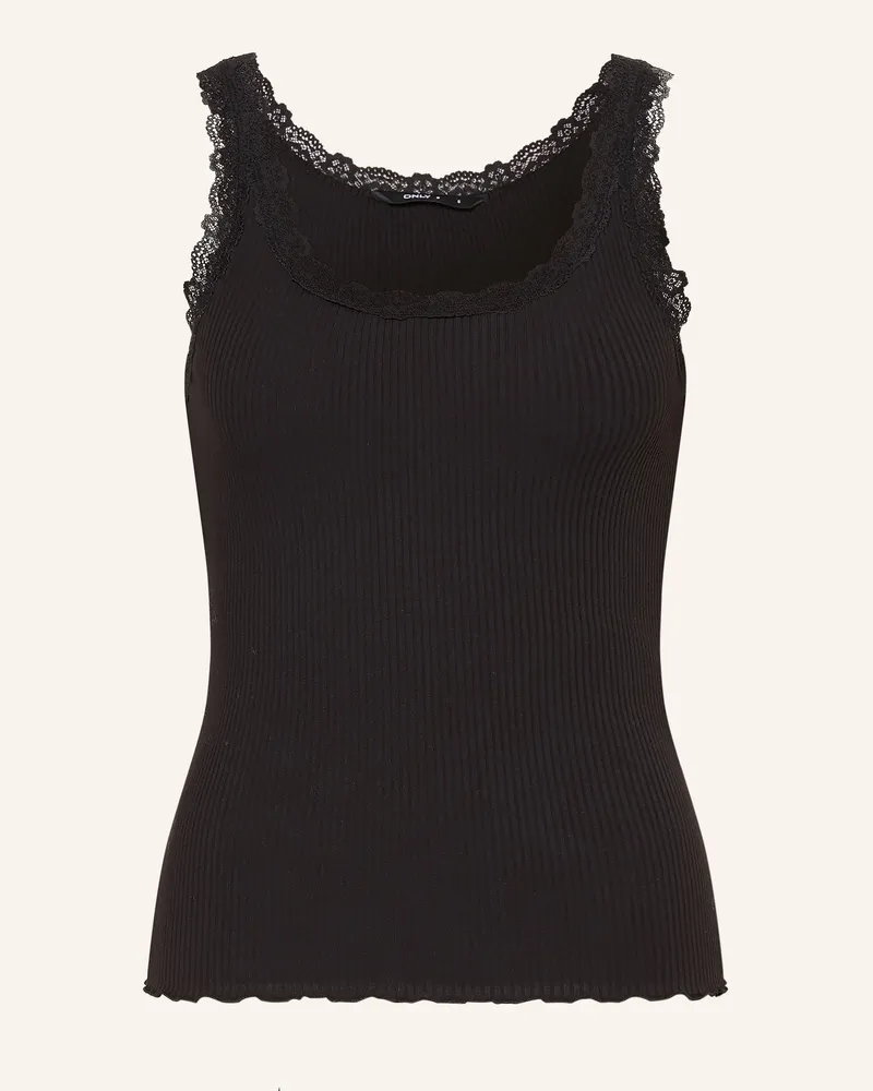 only Top Mit Spitze schwarz Schwarz