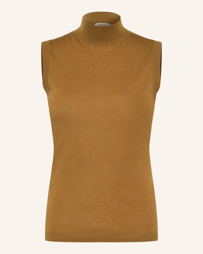 Reiss Stricktop Evelyn Aus Merinowolle gruen Cognac
