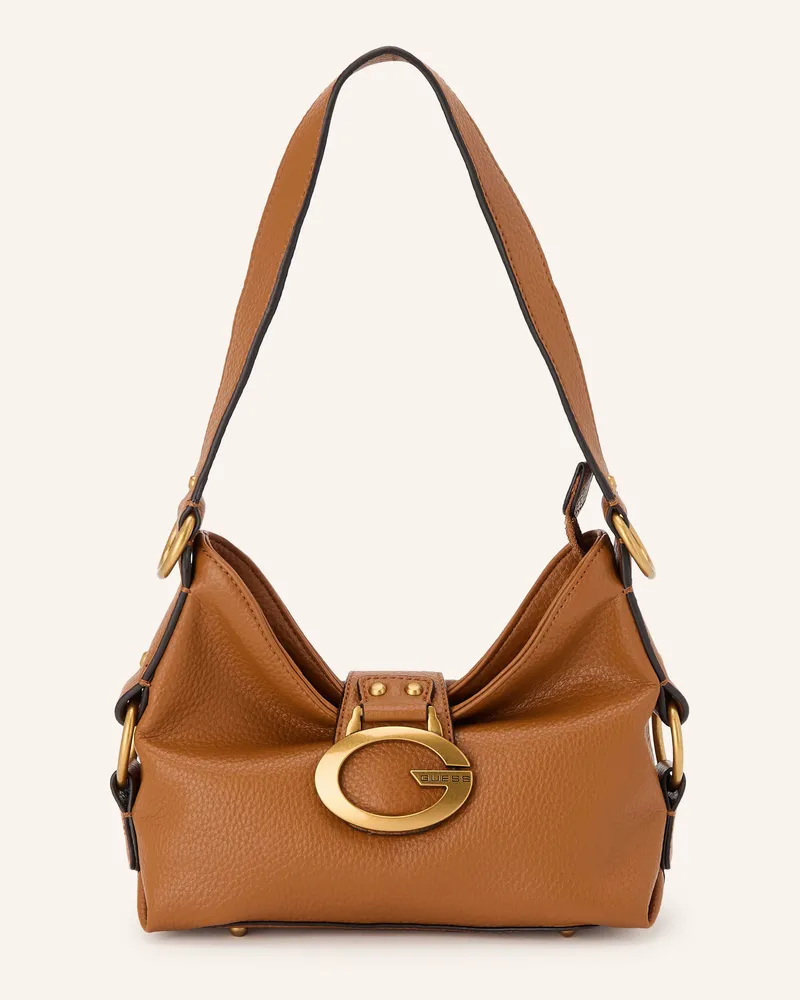 Guess Schultertasche Camden Mini braun Cognac
