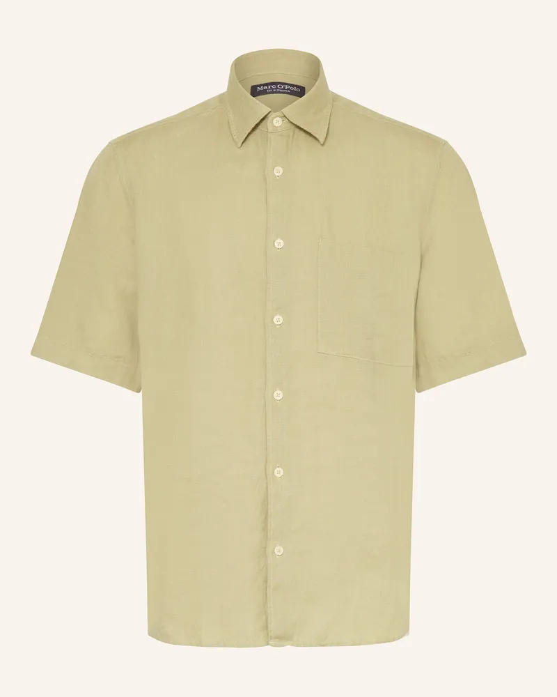 Marc O'Polo Kurzarm-Hemd Regular Fit aus Leinen Oliv