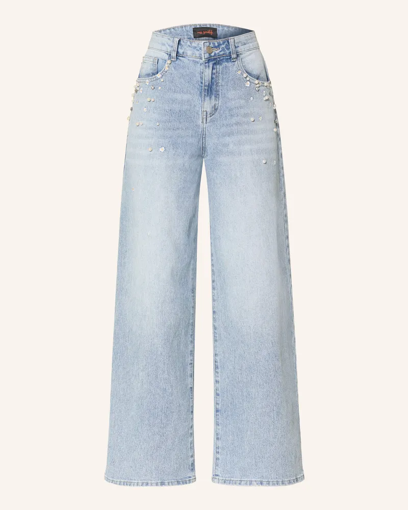 Miss Goodlife Wide Leg Jeans mit Schmuckperlen 24