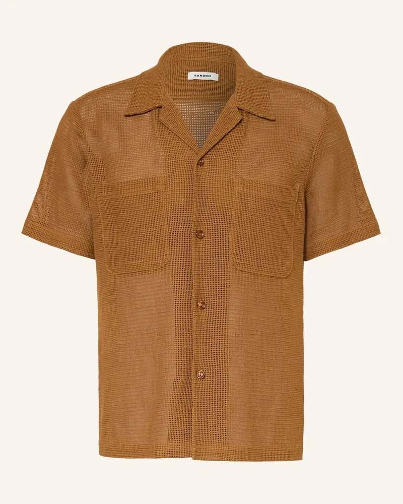 Sandro Resorthemd Regular Fit Aus Mesh braun Camel