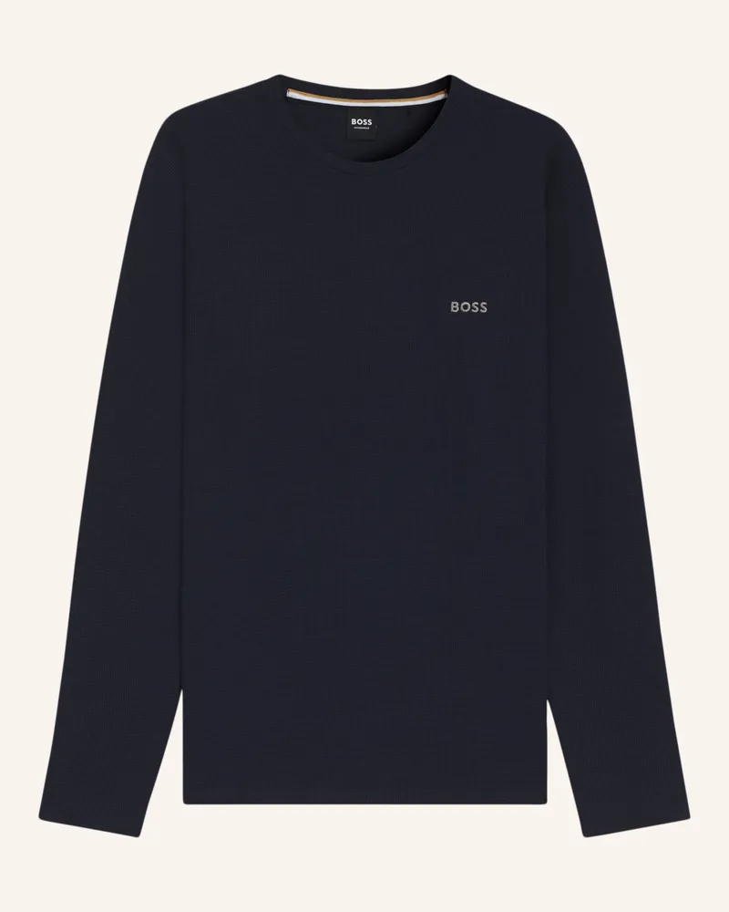 HUGO BOSS Schlafshirt WAFFLE Dunkelblau