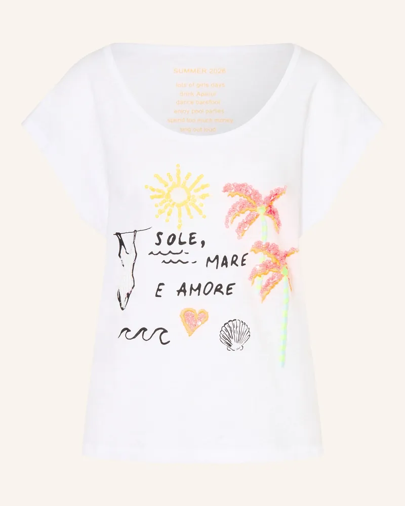 Grace T-Shirt Mit Pailletten weiss Weiss