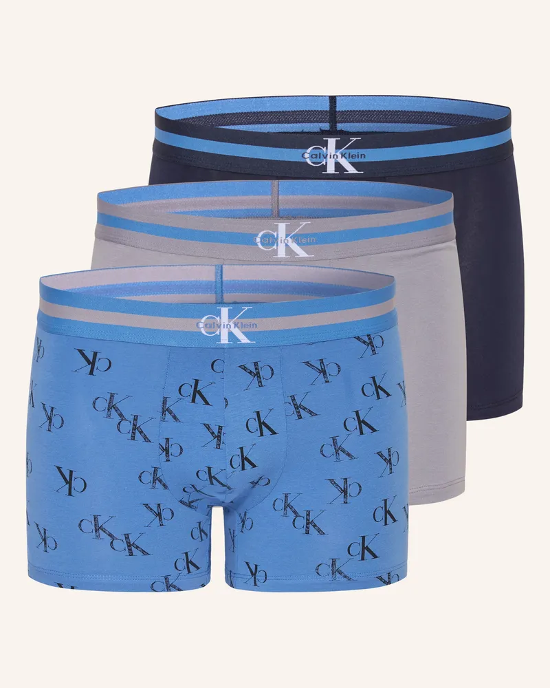 Calvin Klein 3er-Pack Boxershorts Graphic Monogram blau Dunkelblau