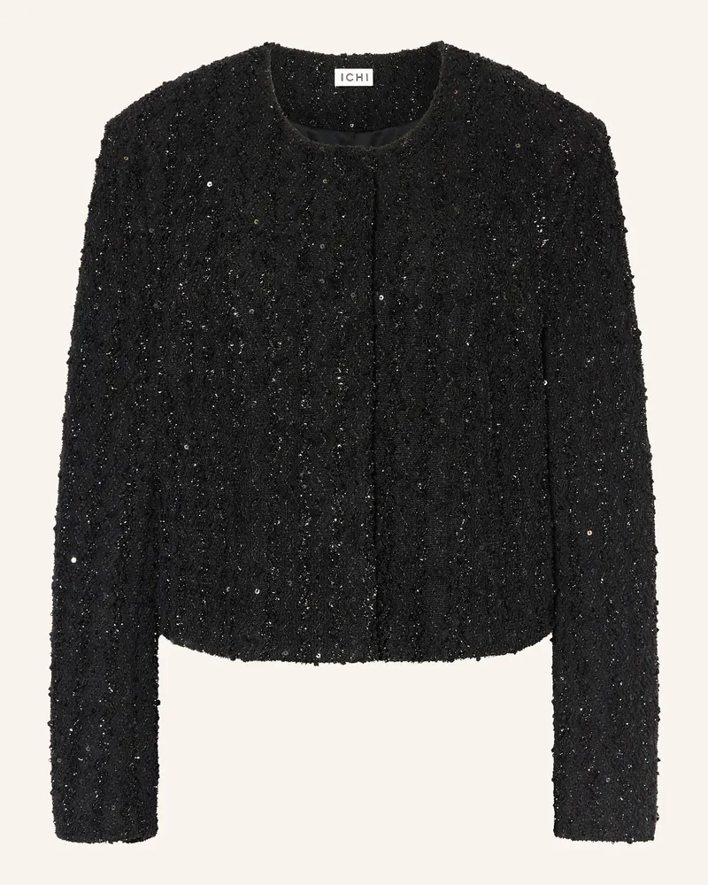 ICHI Jacke IHNINKY mit Glitzergarn und Pailletten Schwarz