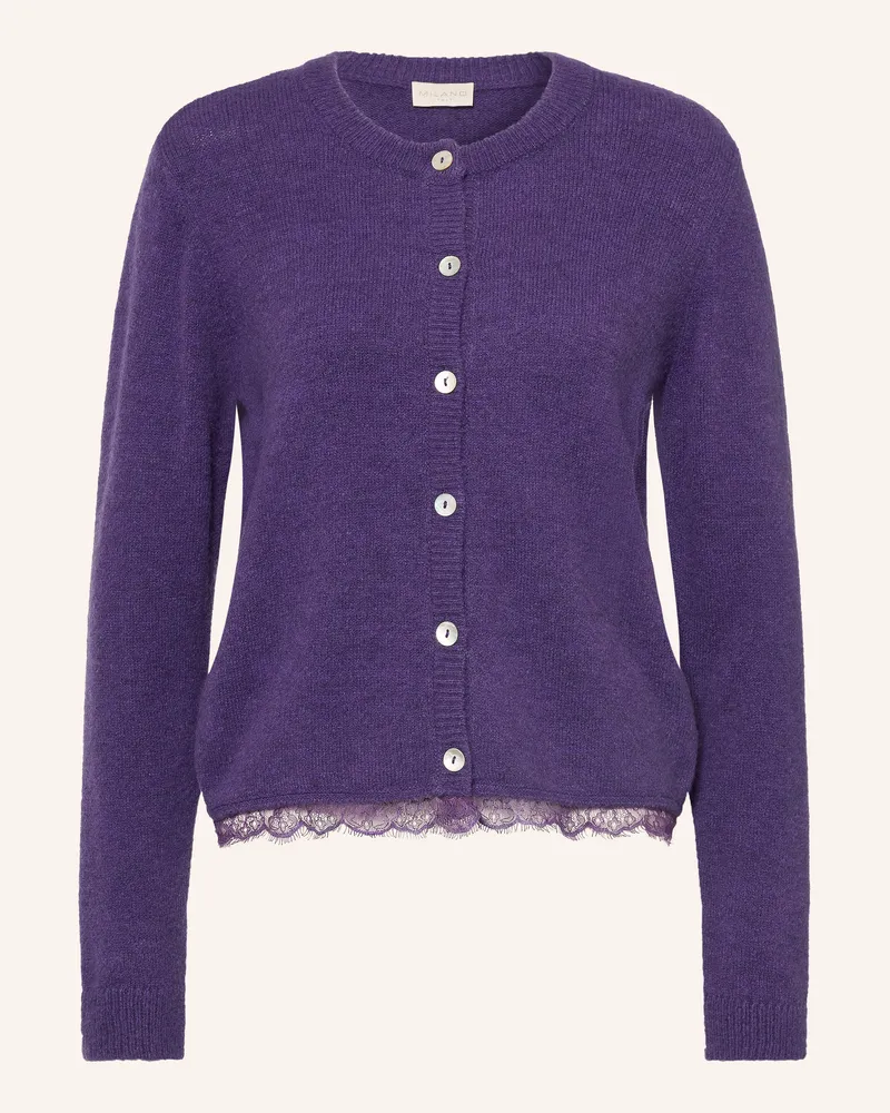 Milano Italy Strickjacke Mit Spitze lila Dunkellila