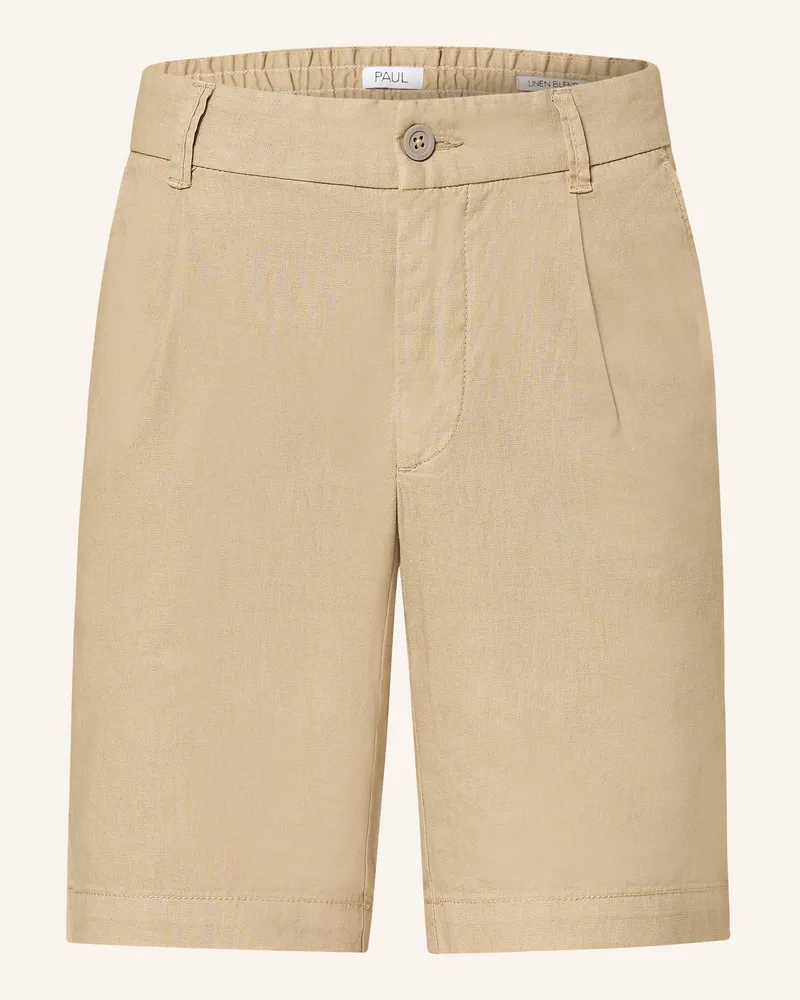 paul Shorts Comfort Fit mit Leinen Beige