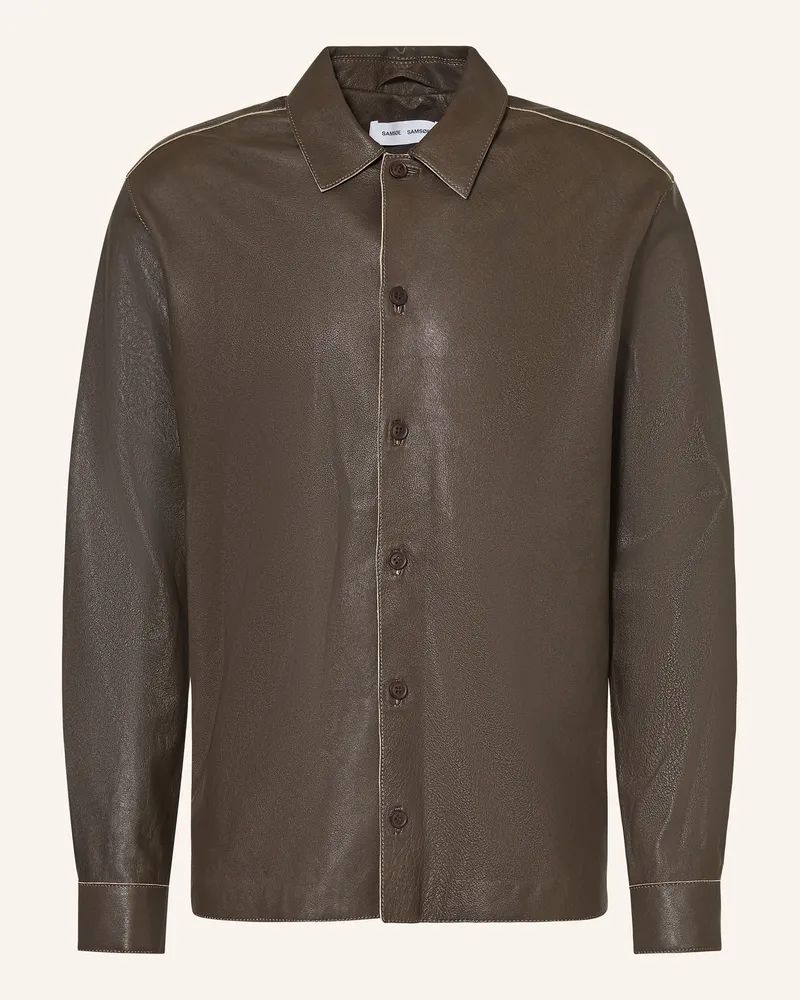 Samsøe & Samsøe Lederjacke SADAMON Dunkelbraun