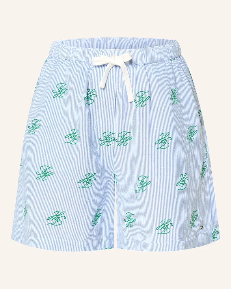 Tommy Hilfiger Shorts mit Leinen Hellblau