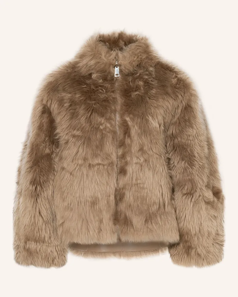 Mrs & HUGS Lederjacke Zum Wenden braun Camel