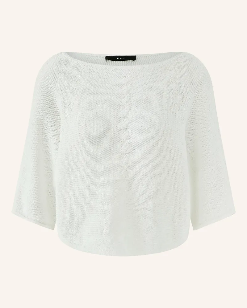 Oui  Strickshirt Mit 3/4-Arm weiss Weiss