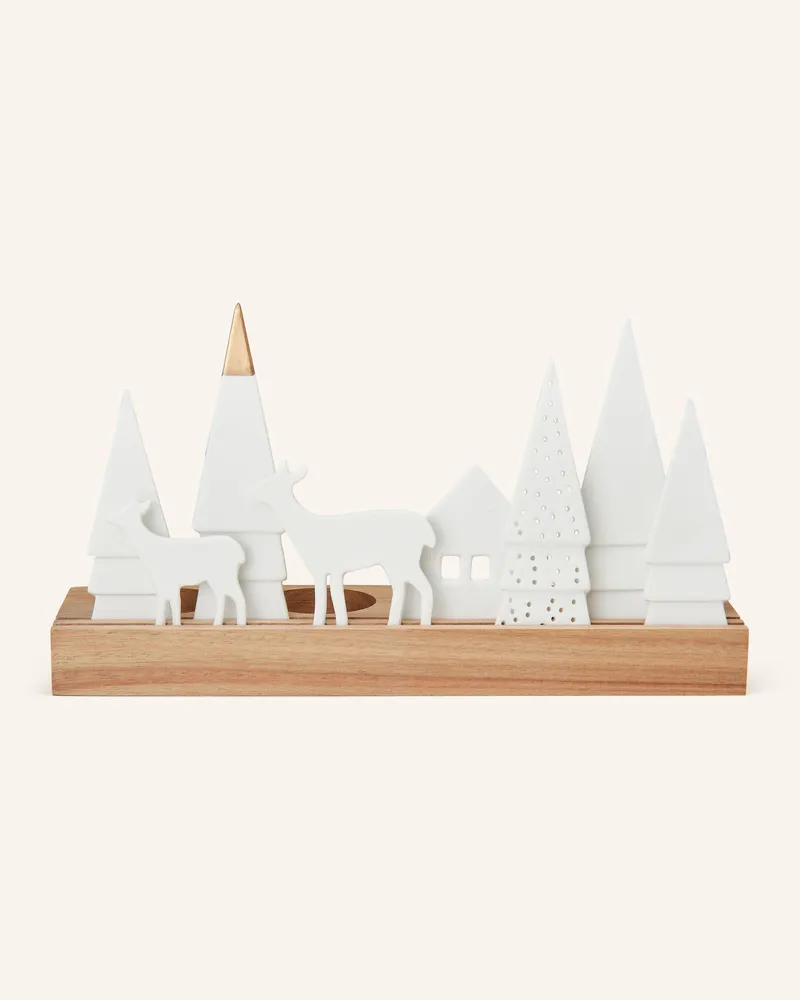 räder Teelichthalter Wald Mit Dekofiguren weiss Weiss