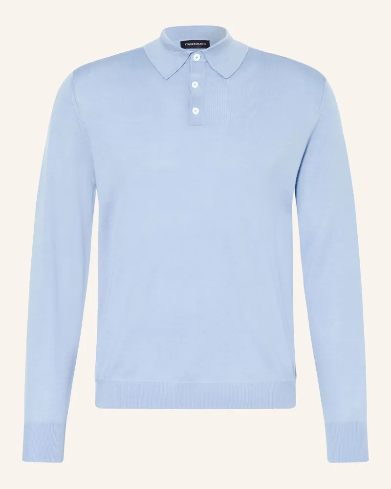 Strokesman's Strokesman Strick-Poloshirt Aus Merinowolle blau Hellblau