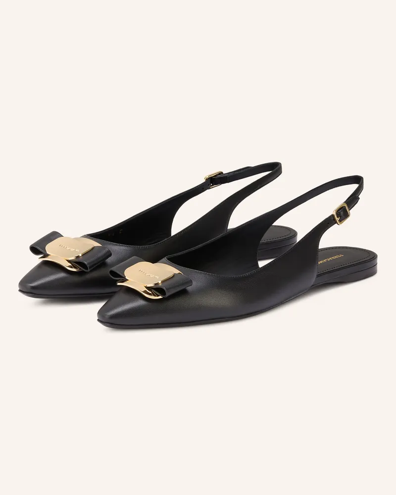 Ferragamo Slingballerinas New Vara schwarz Schwarz