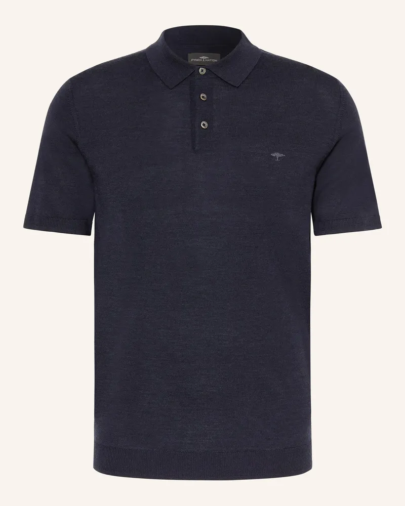 Fynch-Hatton Strick-Poloshirt blau Dunkelblau