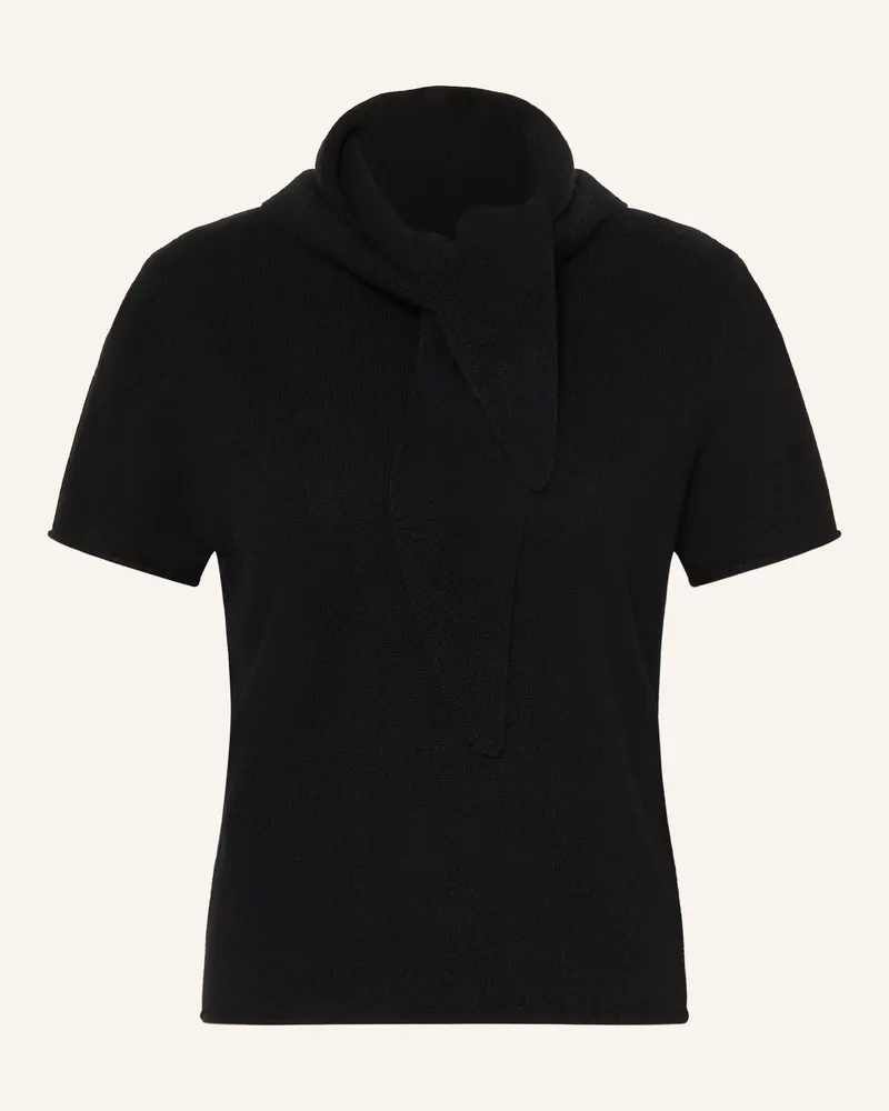 Mrs & HUGS Strickshirt Aus Cashmere Mit Abnehmbarem Schal schwarz Schwarz