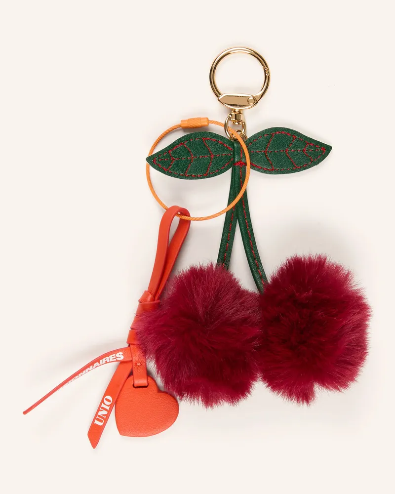UNIO Taschenanhänger Big Fluffy Cherry Charm rot Dunkelrot