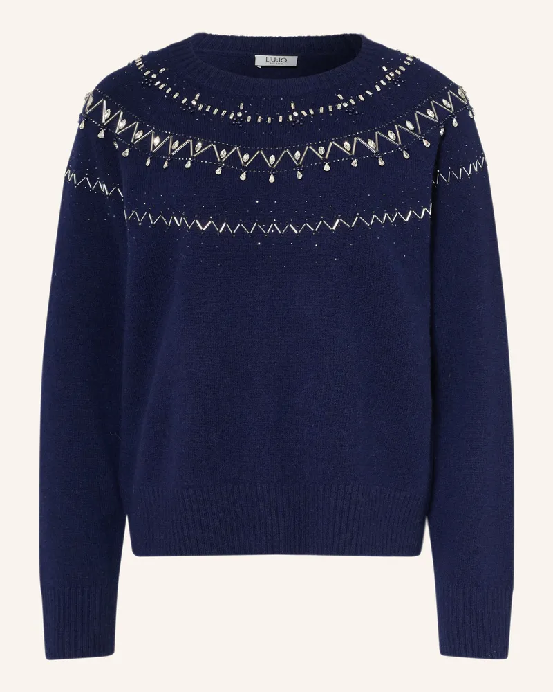 Liu Jo Pullover Mit Schmucksteinen blau Dunkelblau