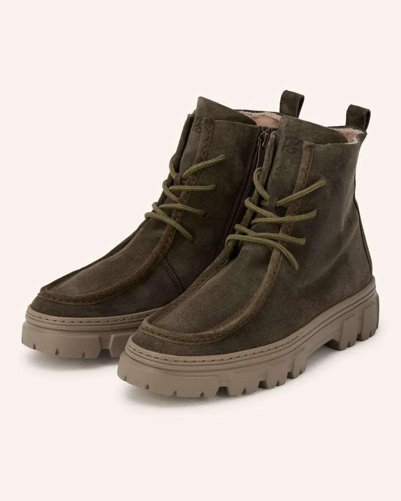 paul green Schnürboots gruen Oliv