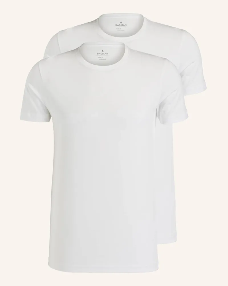 Ragman 2er-Pack T-Shirts weiss Weiss