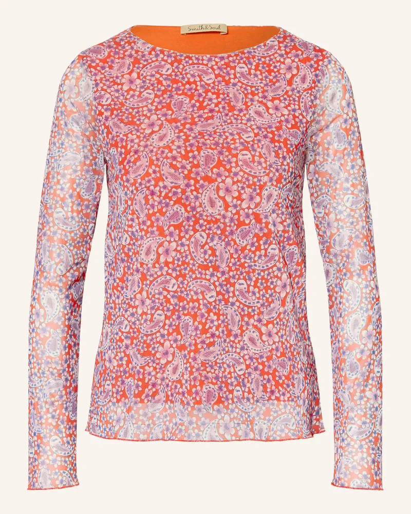 Smith & Soul Blusenshirt Aus Mesh orange Rot