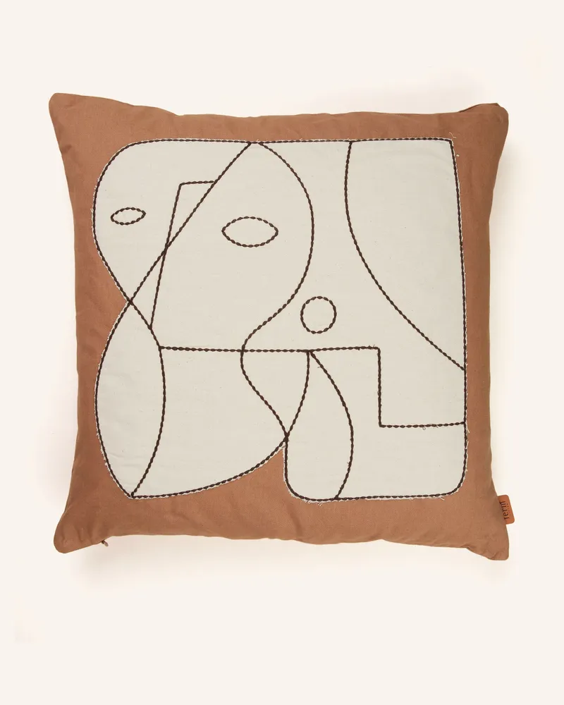 ferm LIVING Dekokissen FIGURE mit Daunenfüllung Braun
