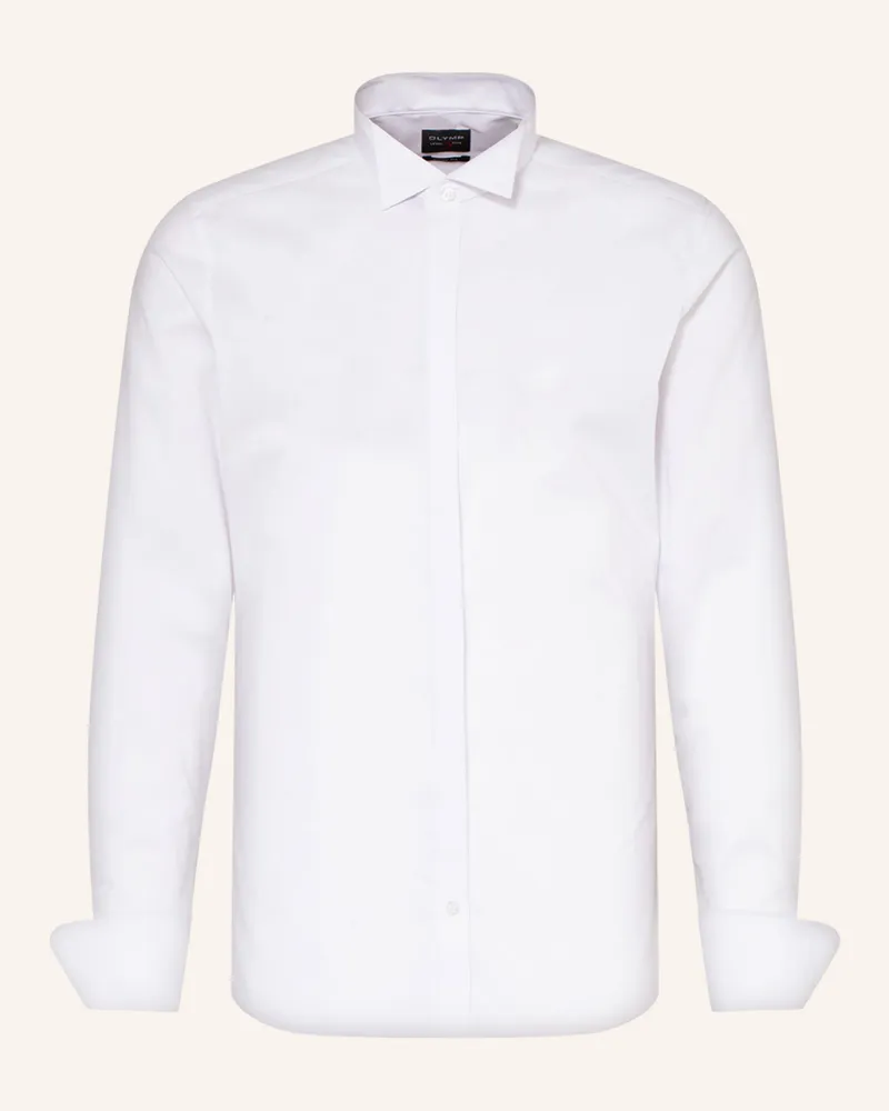 Olymp Smoking-Hemd Level Five Body Fit Mit Umschlagmanschette weiss Weiss