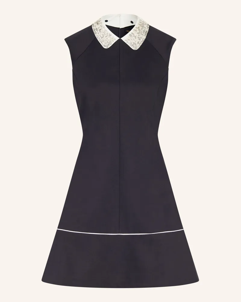 Maje Kleid mit abnehmbarem Kragen und Schmucksteinen Dunkelblau