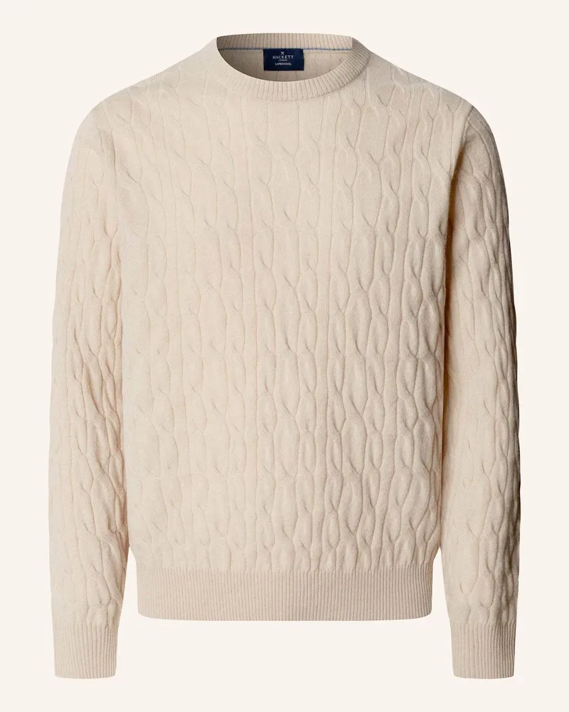 Hackett Pullover Lambswool Cable Crew beige Beige