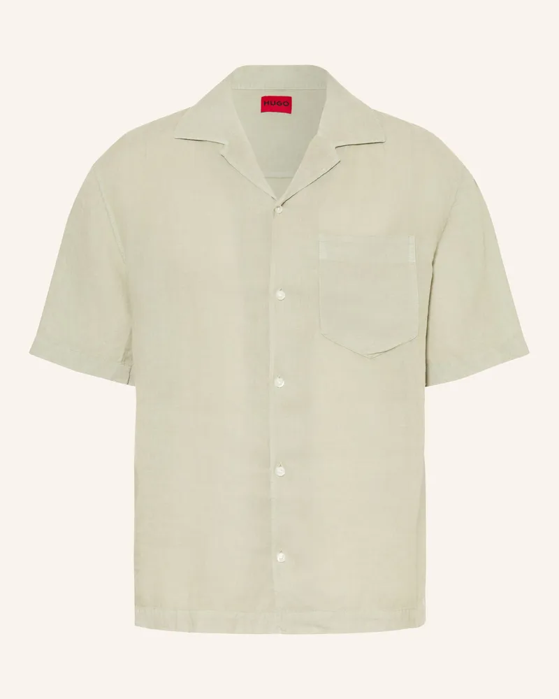 HUGO BOSS Resorthemd Exolino Comfort Fit Aus Leinen gruen Hellgrün