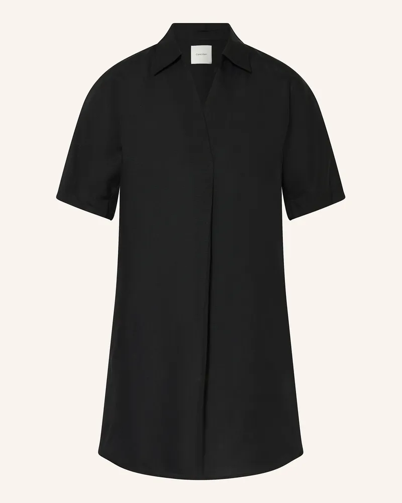 Calvin Klein Kleid mit Leinen Schwarz