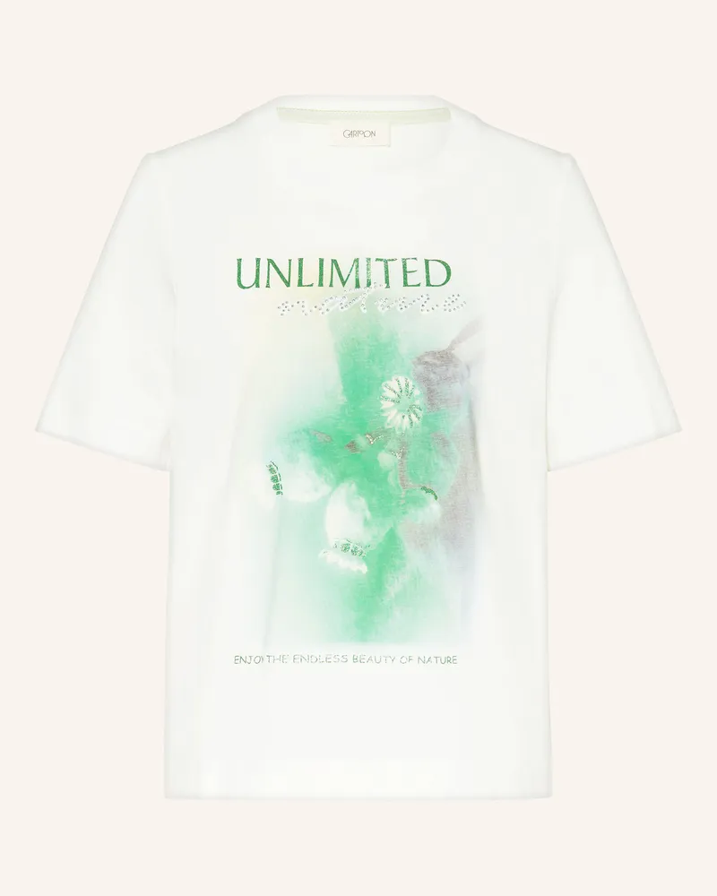 Cartoon T-Shirt mit Schmucksteinen Weiss
