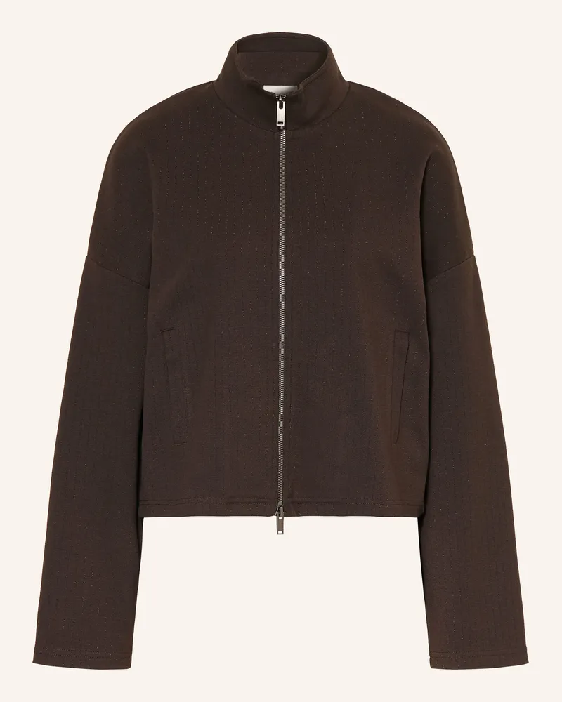 Milano Italy Sweatjacke Mit Glitzergarn braun Dunkelbraun