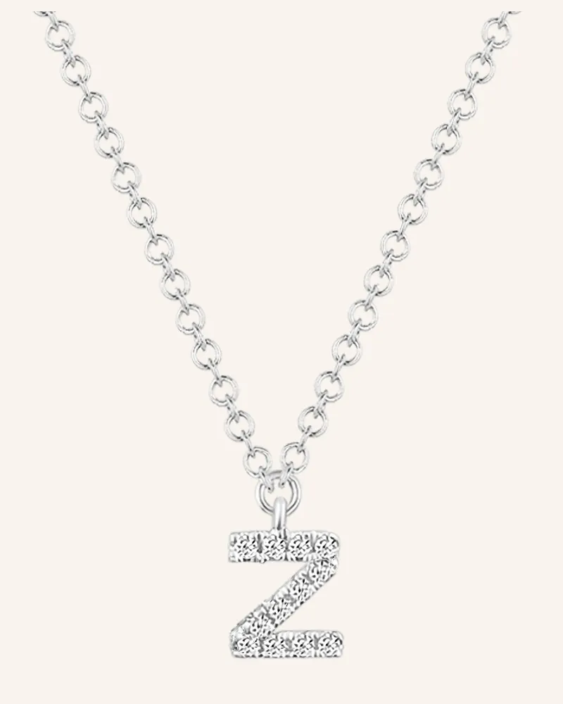 Leaf Initialien Halskette „Z“ Aus 14 Karat Weißgold Mit Diamanten silber Weissgold