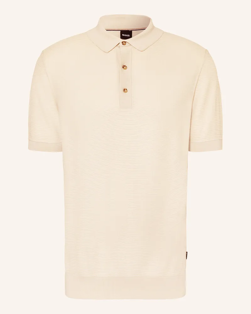 HUGO BOSS Strick-Poloshirt IANNOTTI Regular Fit Creme